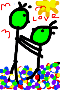 Child's drawing of a child with parent